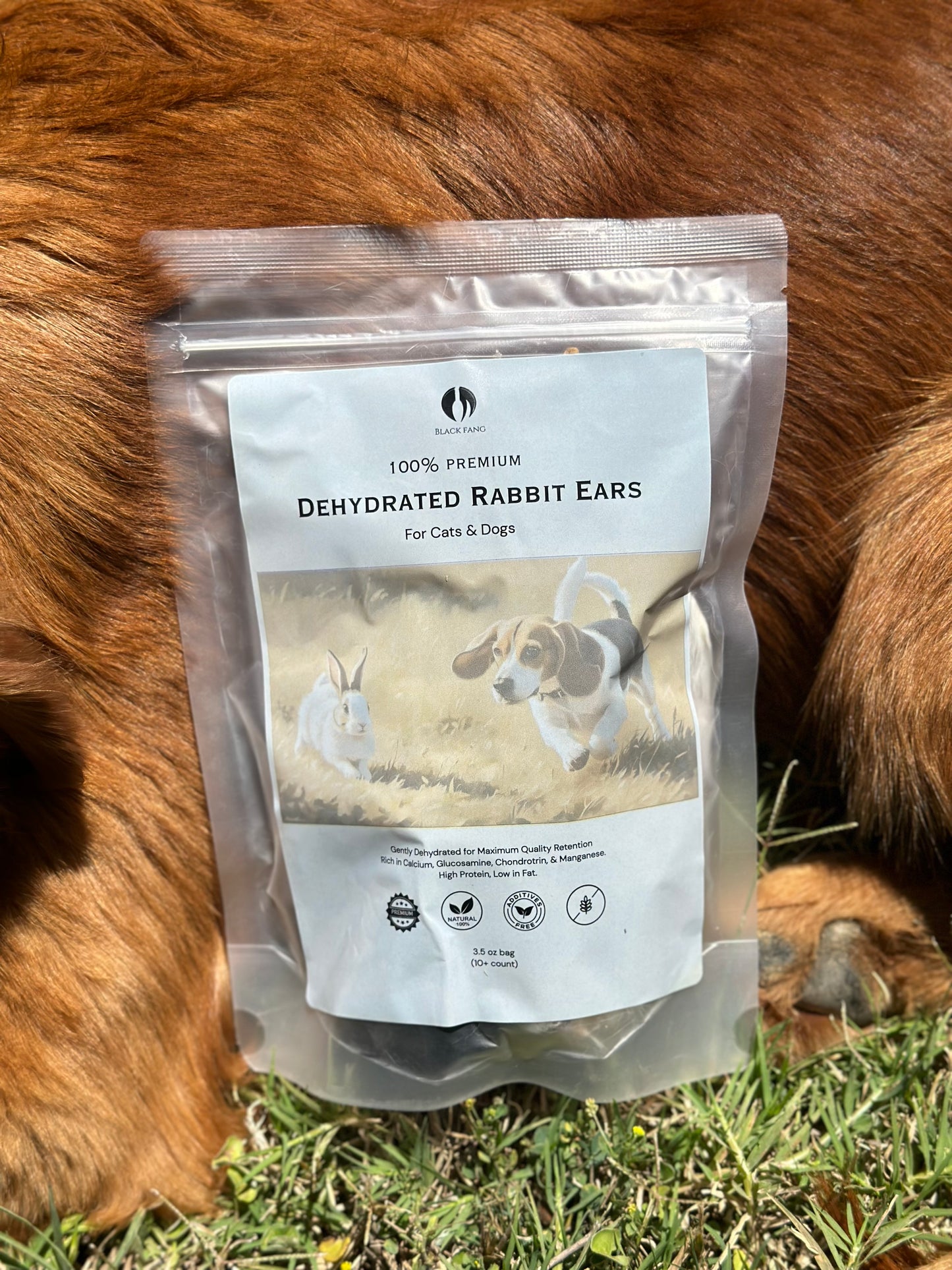 100% Dehydrated Rabbit Ears (10-15pcs, 3.5oz)